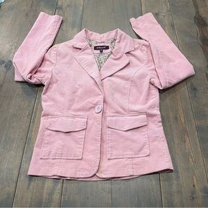 Vintage Dollhouse Women’s Long Sleeve Pink Corduroy Button Up Fitted Jacket Sz:M